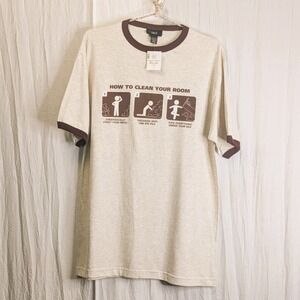 Rue21 Ringer T-Shirt Humorous "How to Clean Your Room" Graphic NWT Large